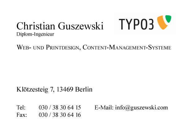 Webdesign Printdesign Berlin TYPO3 CMS WWW Webseiten Internetseiten Christian Guszewski